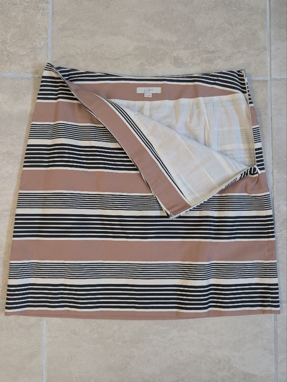 LOFT Striped Mini Skirt in Blush and Black